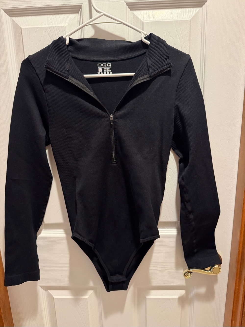 Black Long-Sleeve Zip-Front Kids One-Piece